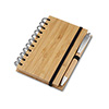 Bloco de notas de capa de bambu com caneta